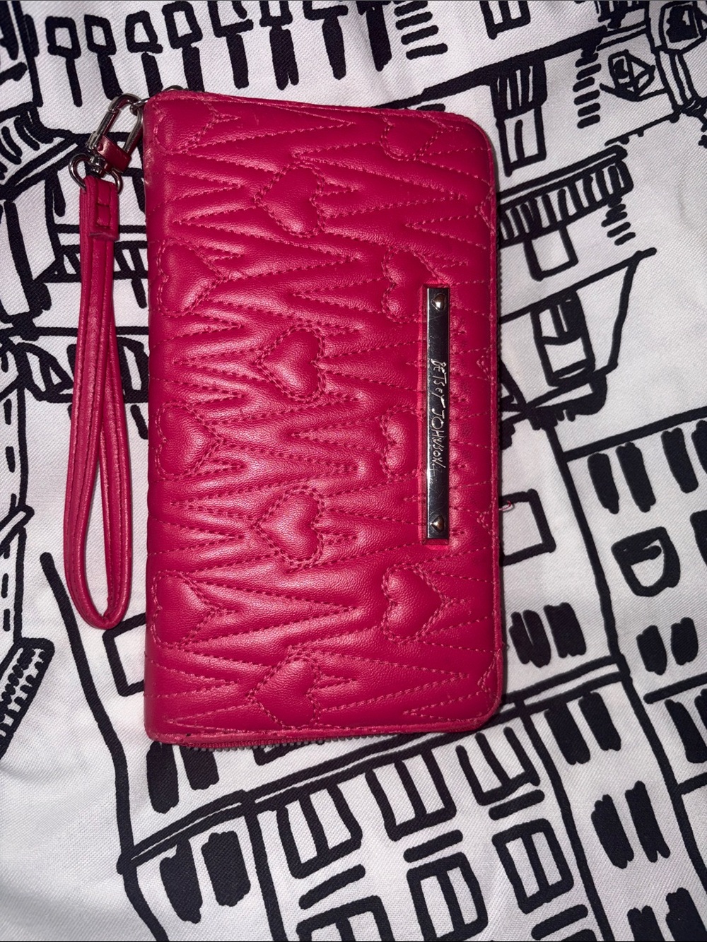 Bright Pink Betsey Johnson Wristlet Wallet